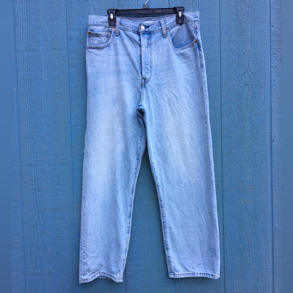 Levi's Ribcage Straight Ankle Blue Jeans Denim 32 Button Fly Pants - Picture 2 of 5